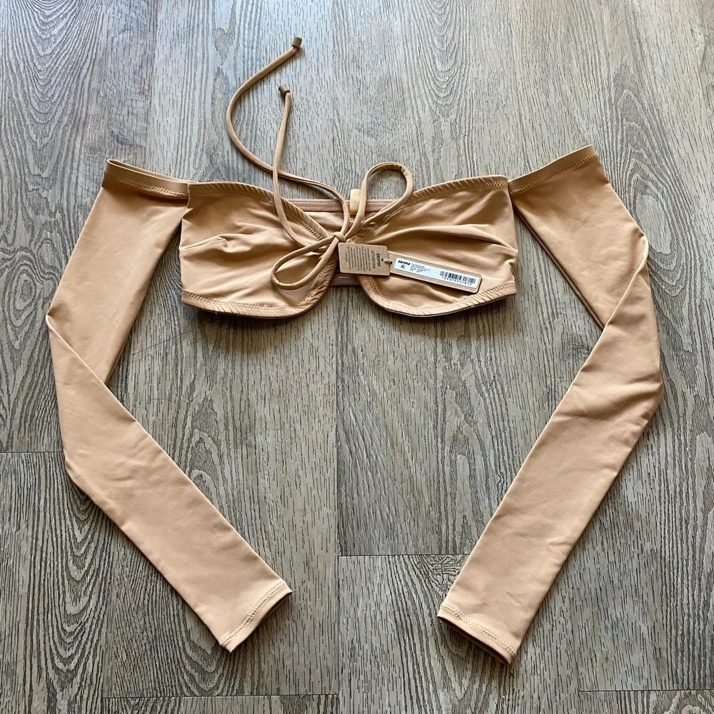 Skims Recycled swim long sleeve bikini top in Orche NWT
